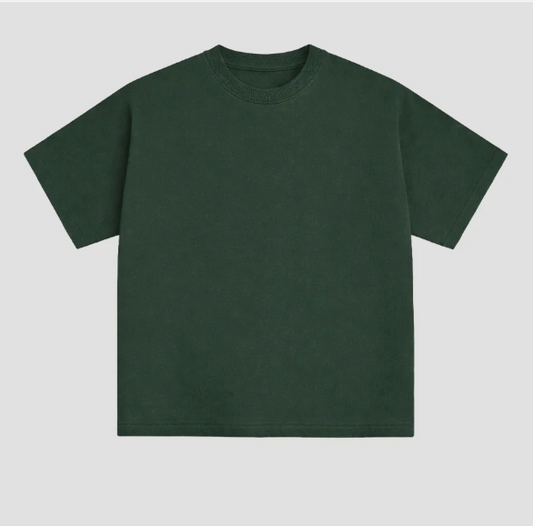 T-shirt rétro délavé robuste vert kaki, 100% coton